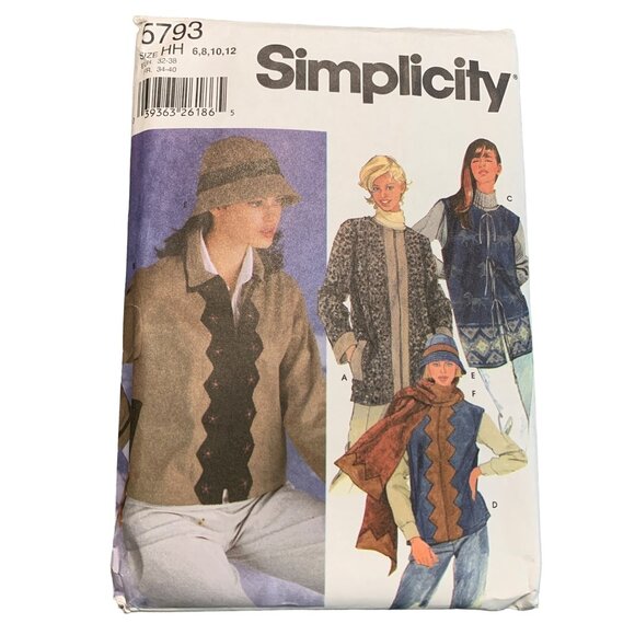 Simplicity 5793 Sewing Pattern Women’s Jacket Vest & Hat Sizes 6 8 10 12 - Picture 1 of 2